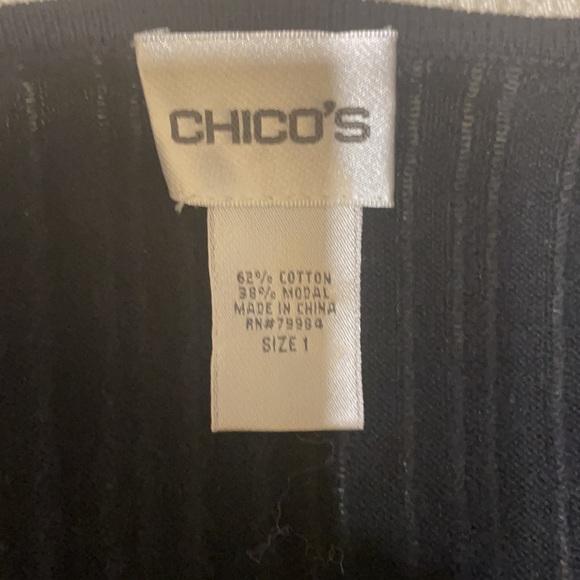 Chico’s Black & Tan Open Front Cardigan Sweater 1 - Picture 4 of 6